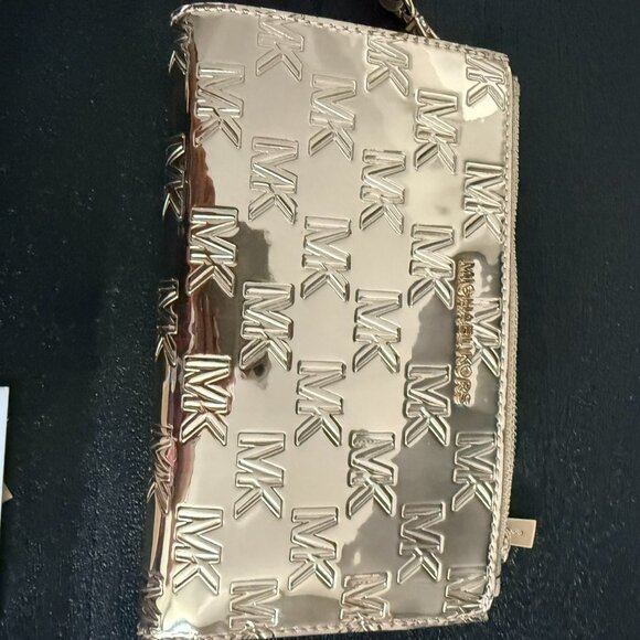 Michael Kors Jet Set Shiny Gold Double-Zip Wristlet - Picture 2 of 5